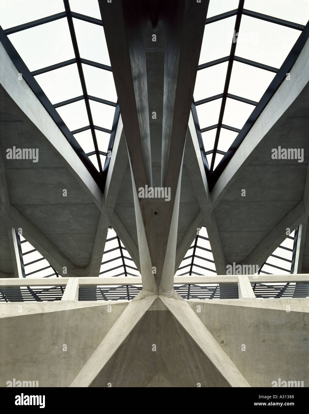 La gare TGV de l'aéroport de Lyon-Satolas, Lyon, 1989 - 1994. Architecte : Santiago Calatrava Banque D'Images