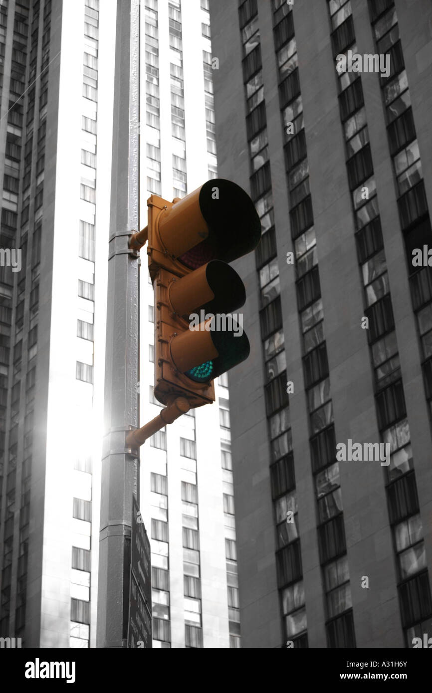 New York feu de circulation. Banque D'Images