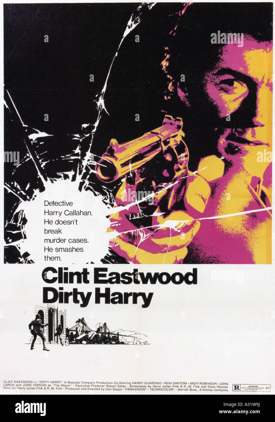DIRTY HARRY affiche pour 1971 Warner/Malpaso film avec Clint Eastwood Banque D'Images