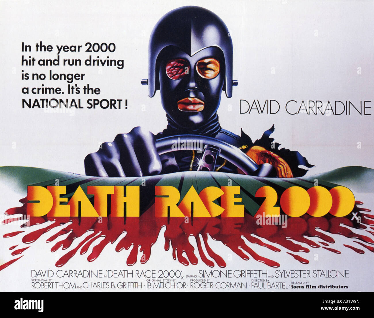 DEATH RACE 2000 affiche pour 1975 Nouveau Monde film avec David Carradine Banque D'Images