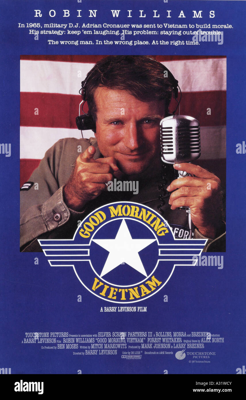 GOOD MORNING, VIETNAM affiche pour 1987 film de Touchstone avec Robin Williams Banque D'Images