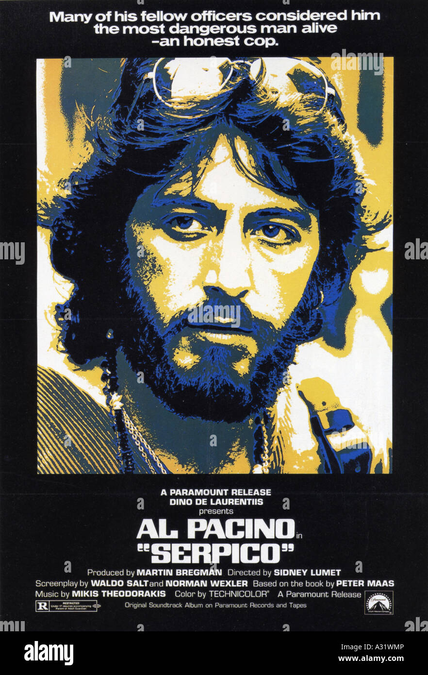 SERPICO affiche pour 1973 Paramount film avec Al Pacino Banque D'Images