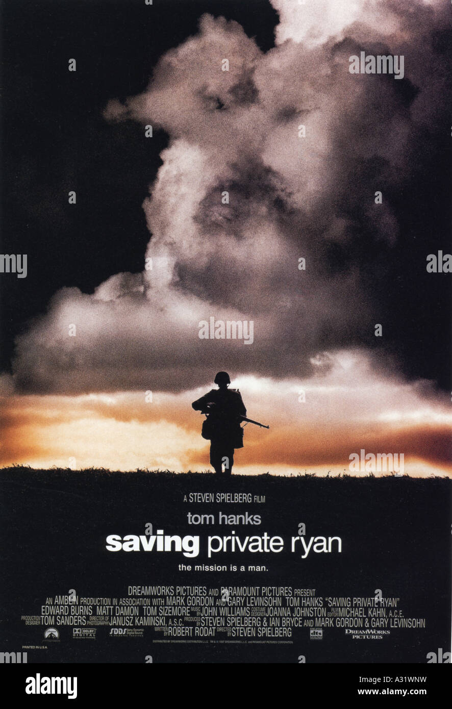 Il faut sauver le soldat Ryan pour l'affiche 1998 Paramount/Amblin film avec Tom Hanks Banque D'Images