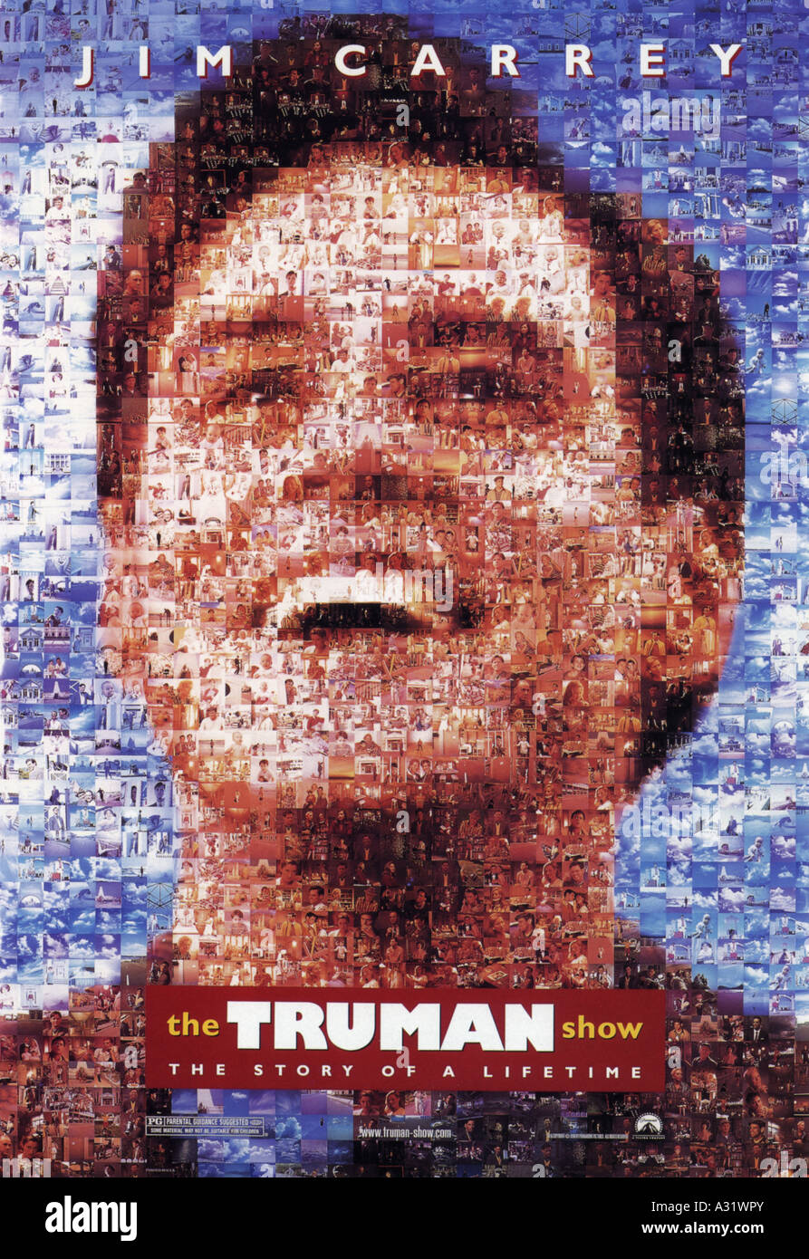 THE TRUMAN SHOW affiche pour 1998 Paramount film avec Jim Carrey Banque D'Images