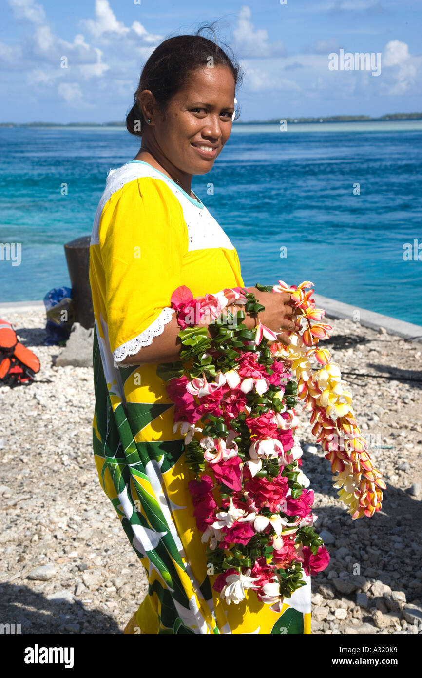 Cérémonie de bienvenue Tuamotu Takaroa Polynésie Française Editorial Utilisez uniquement Banque D'Images