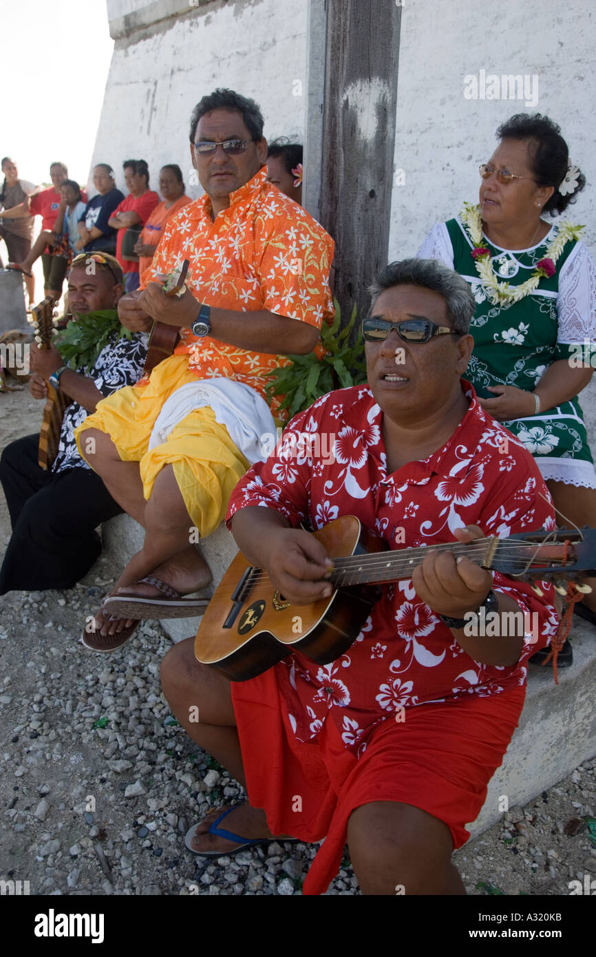 Takaroa ceremoney bienvenue Tuamotu Polynésie Française Editorial Utilisez uniquement Banque D'Images