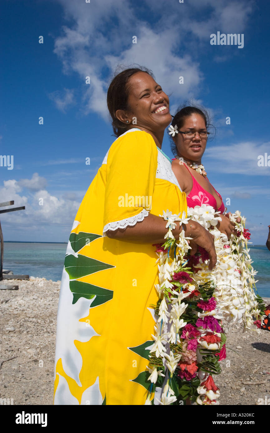 Takaroa Bienvenue Tuamotu Polynésie Française Editorial Utilisez uniquement Banque D'Images
