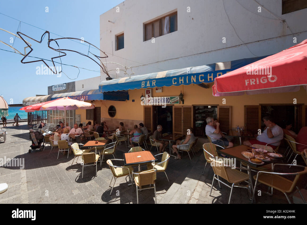 Restaurant en bord de mer dans la vieille ville, Jandia (Morro Jable), Fuerteventura, Îles Canaries, Espagne Banque D'Images