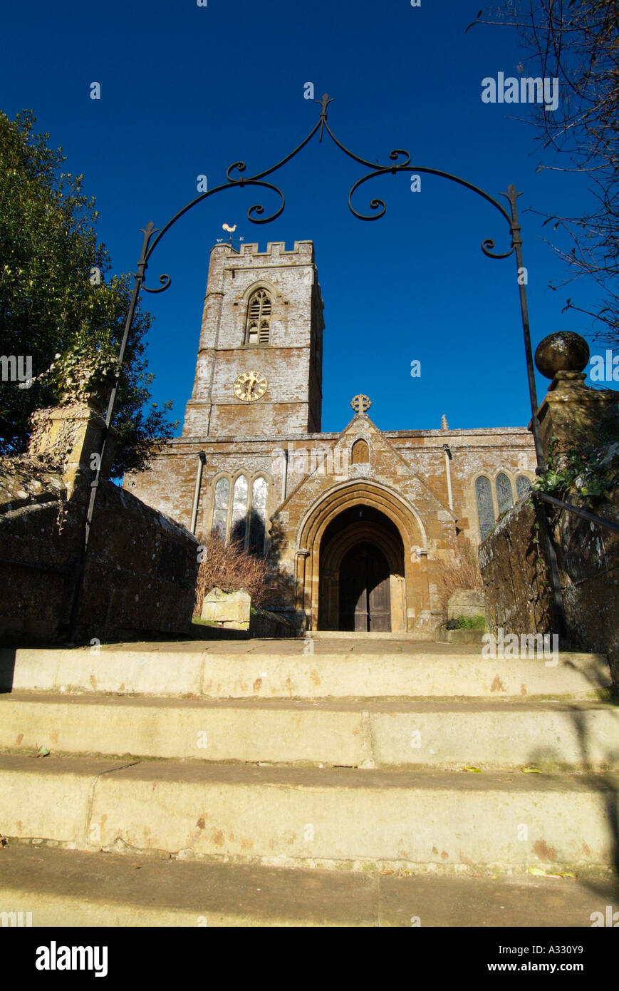 Église Swalcliffe Banbury Oxfordshire exterior ciel bleu soleil d'hiver UK Royaume-Uni GB Grande Bretagne l'Europe Union Européenne UE Banque D'Images