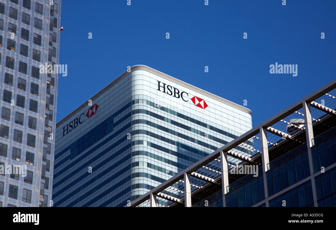 Haut de la tour HSBC Canary Wharf Docklands Londres UK Banque D'Images