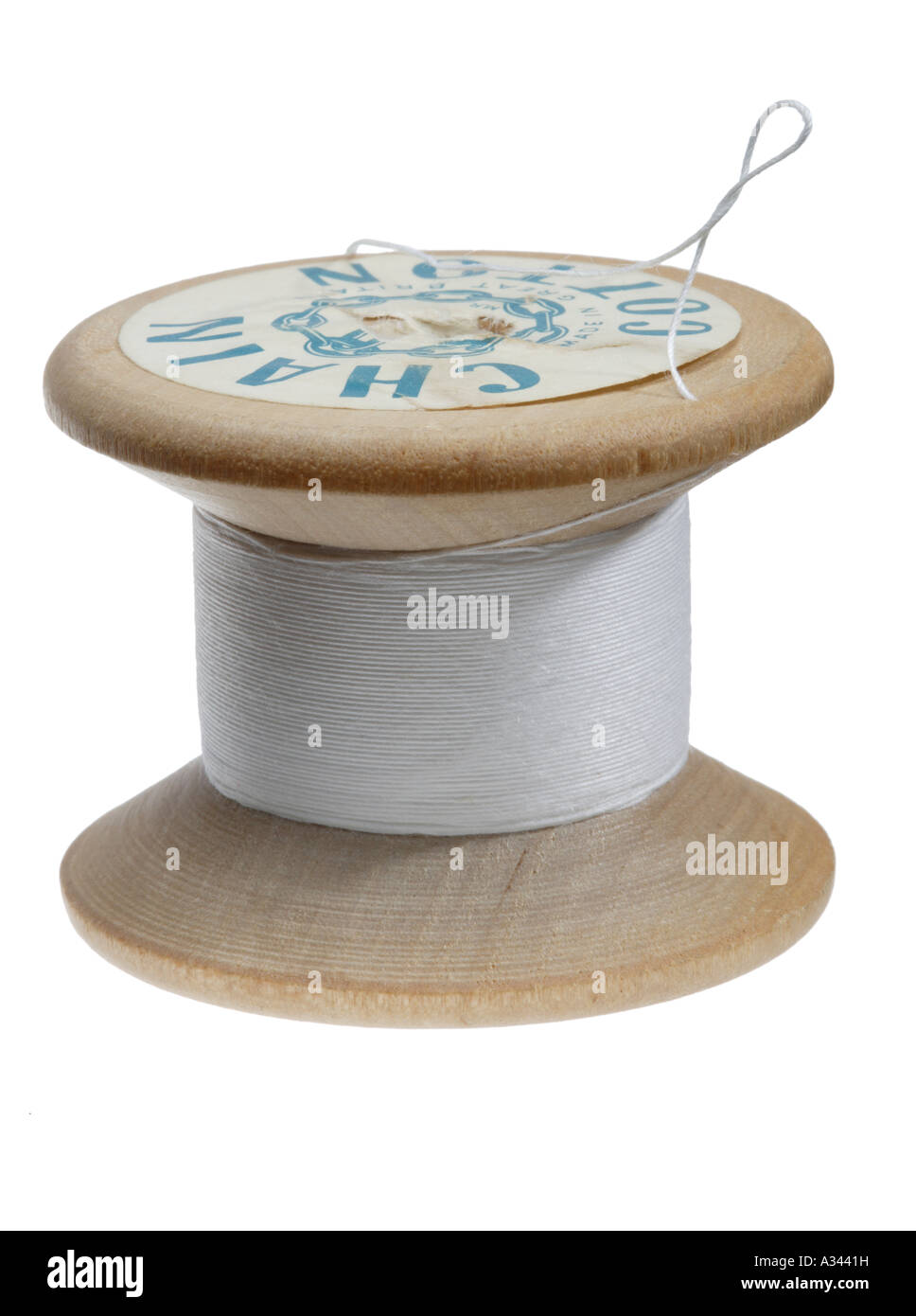 Bobine de coton avec fil blanc Banque D'Images