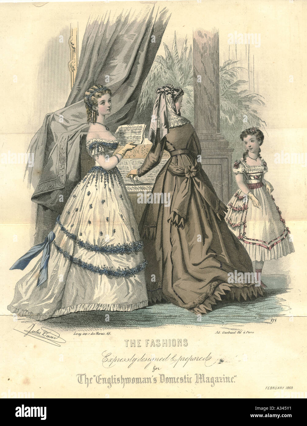 Plaque de la mode d'une soirée musicale 1868 Banque D'Images