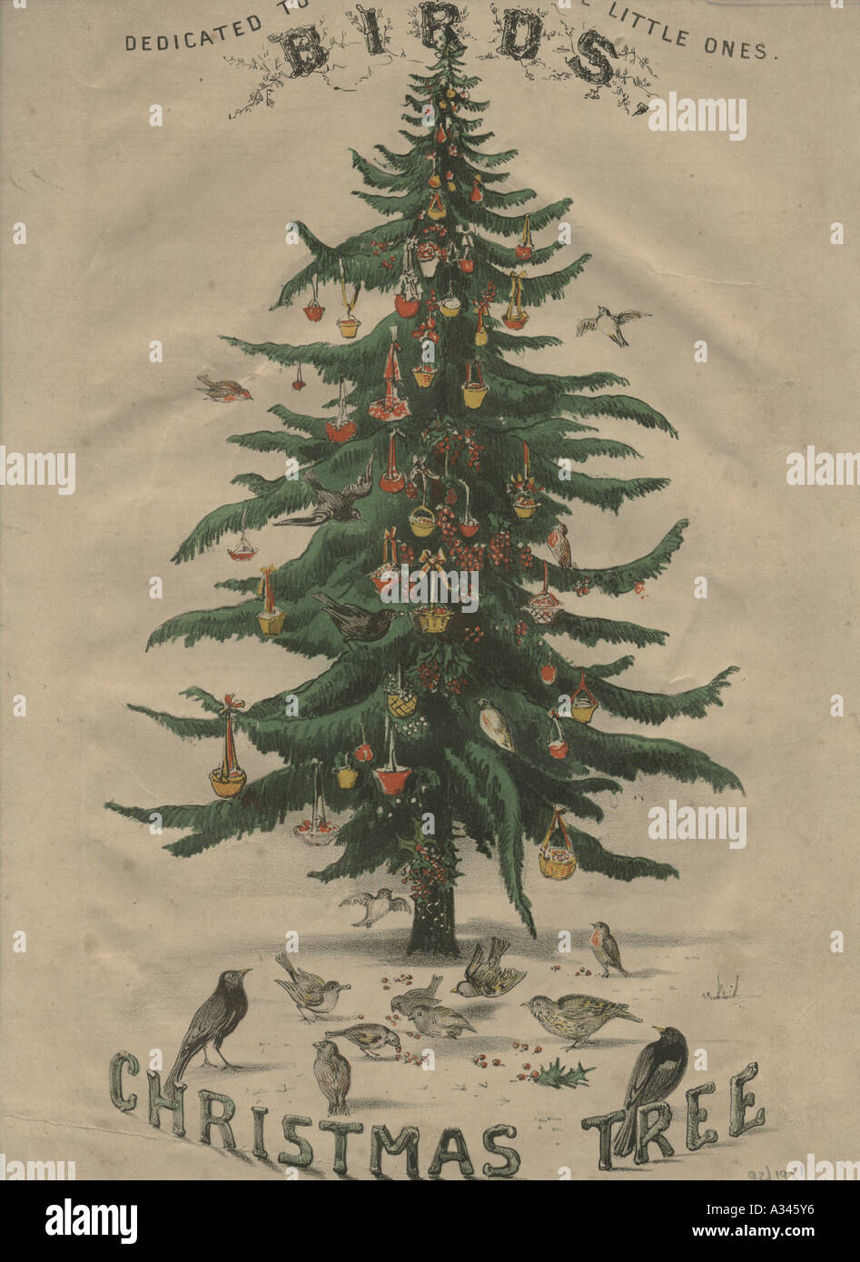 Les oiseaux sur les couvertures des musiques de Noël, vers 1860 Banque D'Images
