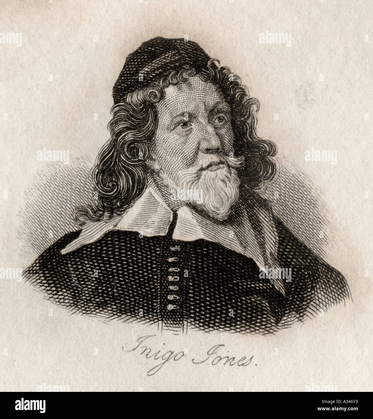 Inigo Jones, 1573 - 1652. L'artiste anglais, architecte et designer. Gravée par J W Cook Banque D'Images Inigo Jones, 1573 - 1652. L'artiste anglais, architecte et designer. Gravée par J W Cook Banque D'Images