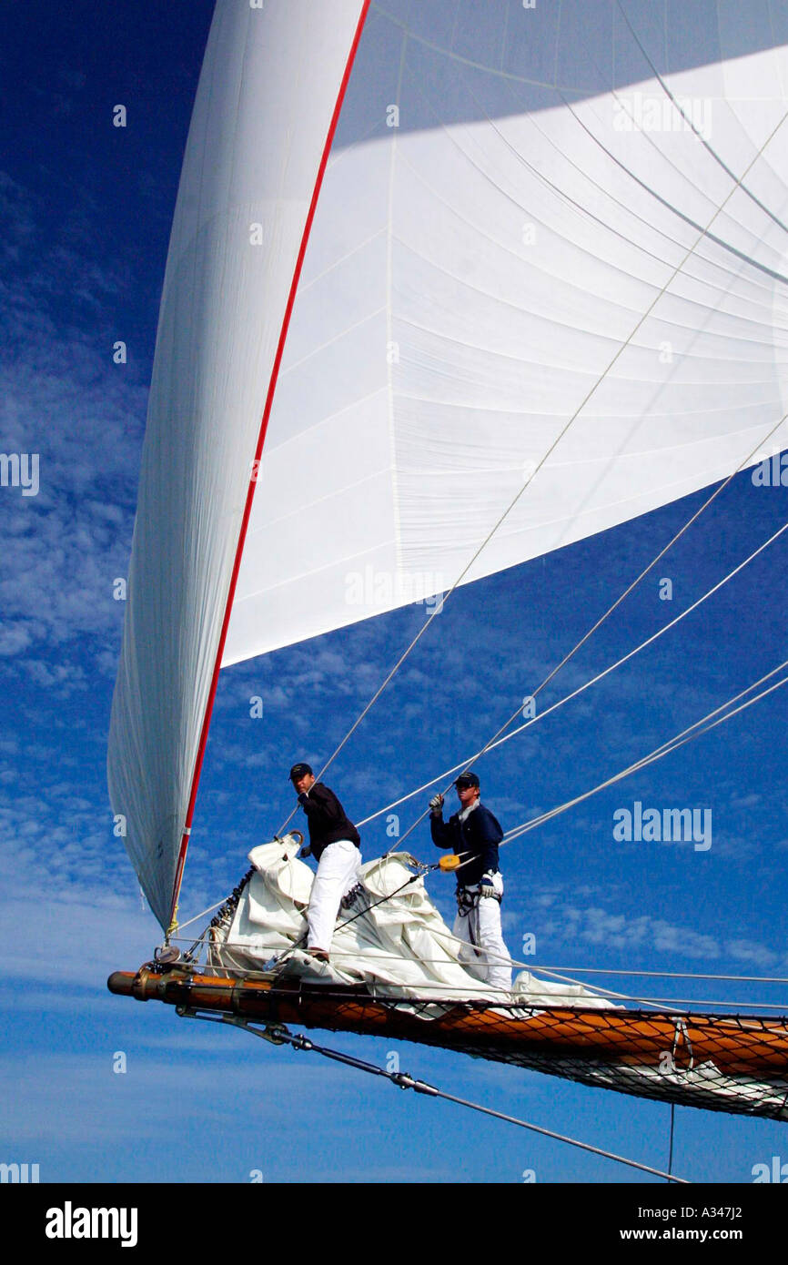 Americas Cup Jubilee 2001 Cowes, île de Wight Engalnd UK Grande-bretagne Shenandoah off les aiguilles Banque D'Images