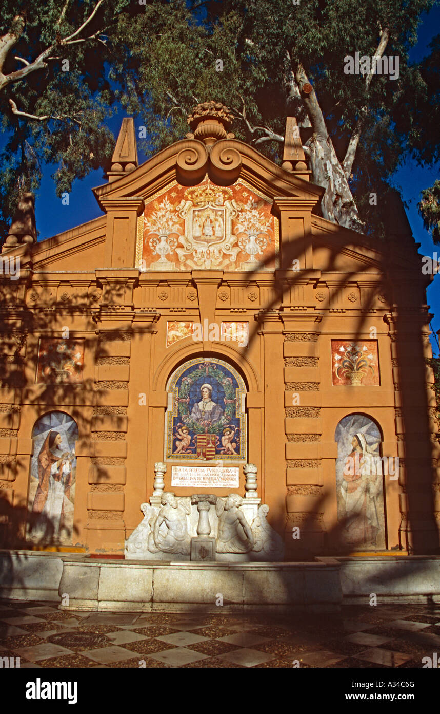 Fontaine, Hommage à Catalina de Ribera y Mendoza, jardins de Murillo, Séville, Espagne Banque D'Images