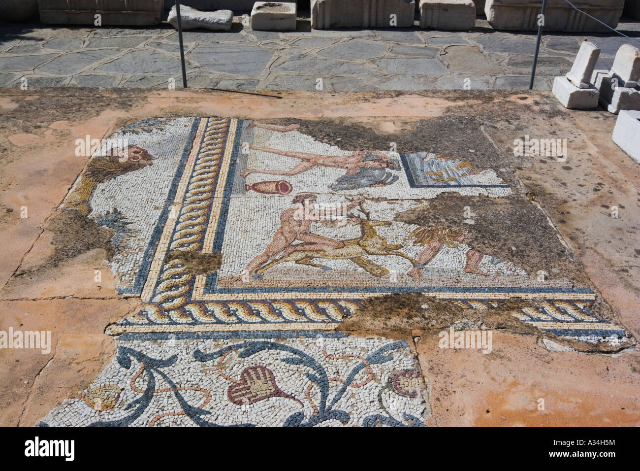 Île grecque Paros Parikia Paros mosaïque romaine musée Archéologique Banque D'Images