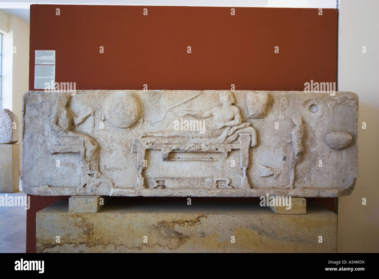 Île grecque Paros Parikia Musée Archéologique de Paros Stèle de secours Banque D'Images