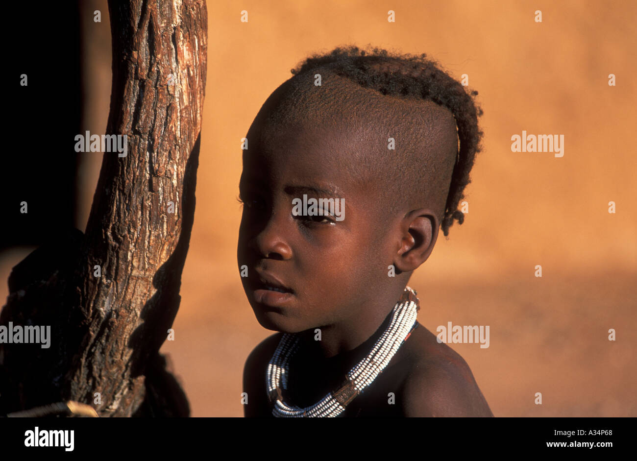 Tribu Himba portrait garçon Afrique Namibie Kaokoveld Banque D'Images