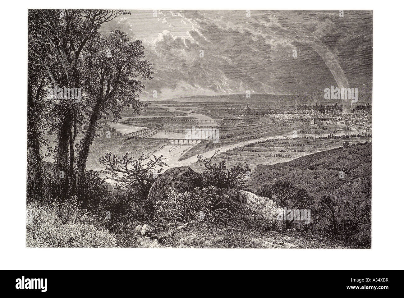 Autriche Vienne Danube Leopoldsberg viennois autrichien bridge view point haut au-dessus de la ville panorama lointain Banque D'Images