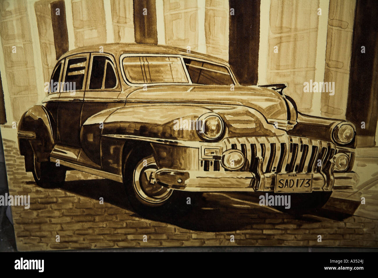 Peinture de voiture pour la vente dans une galerie d'art, Trinidad, la province de Sancti Spiritus, Cuba Banque D'Images