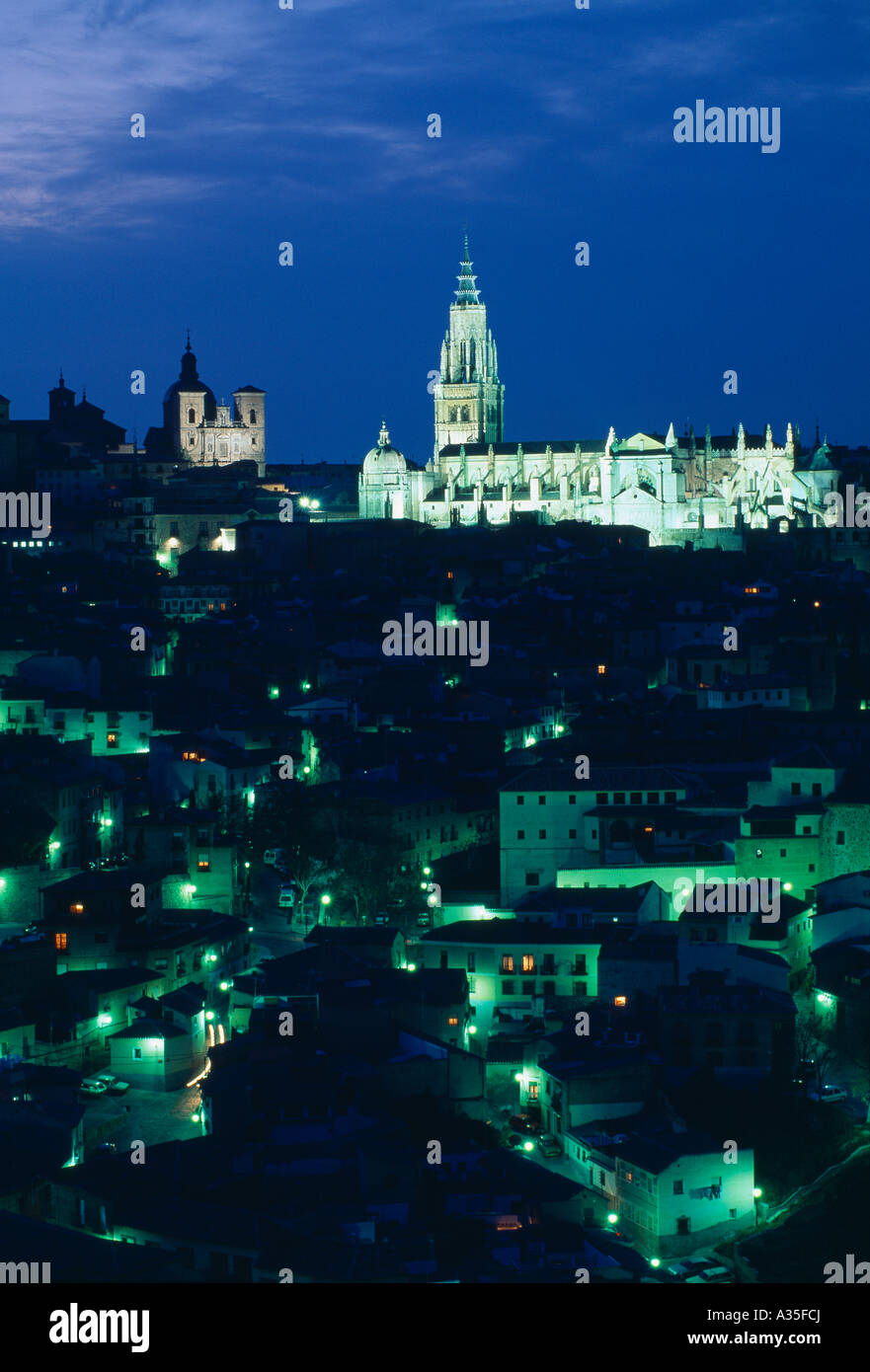 Nuit à Tolède La Mancha Espagne Banque D'Images