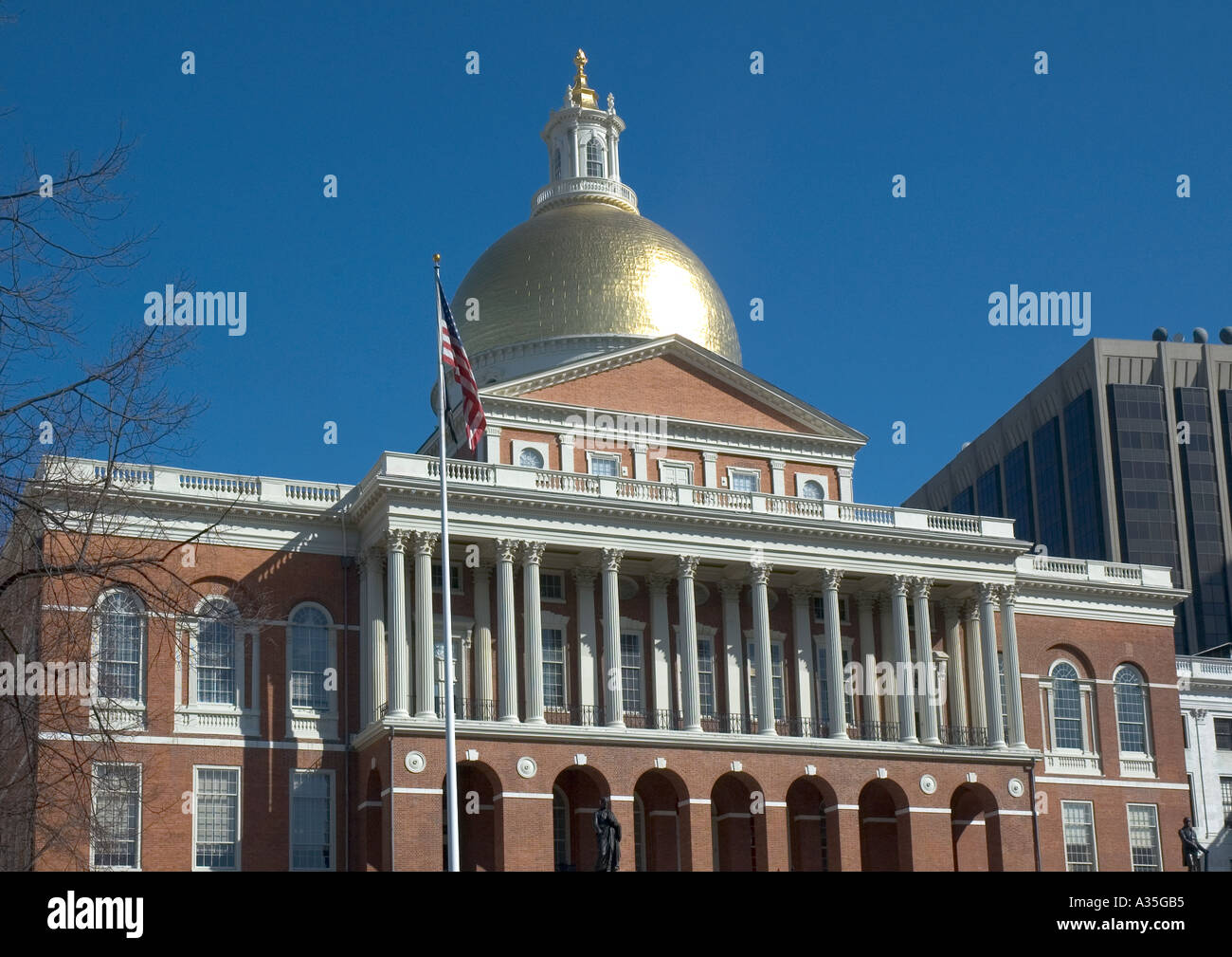 Les Massachusett Statehouse sur Beacon Hill à Boston Banque D'Images Les Massachusett Statehouse sur Beacon Hill à Boston Banque D'Images