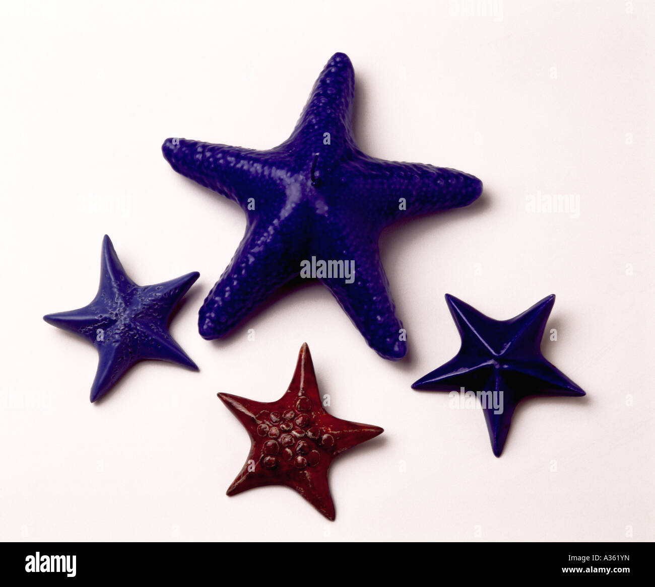 Céramique bleu ornements starfish Banque D'Images