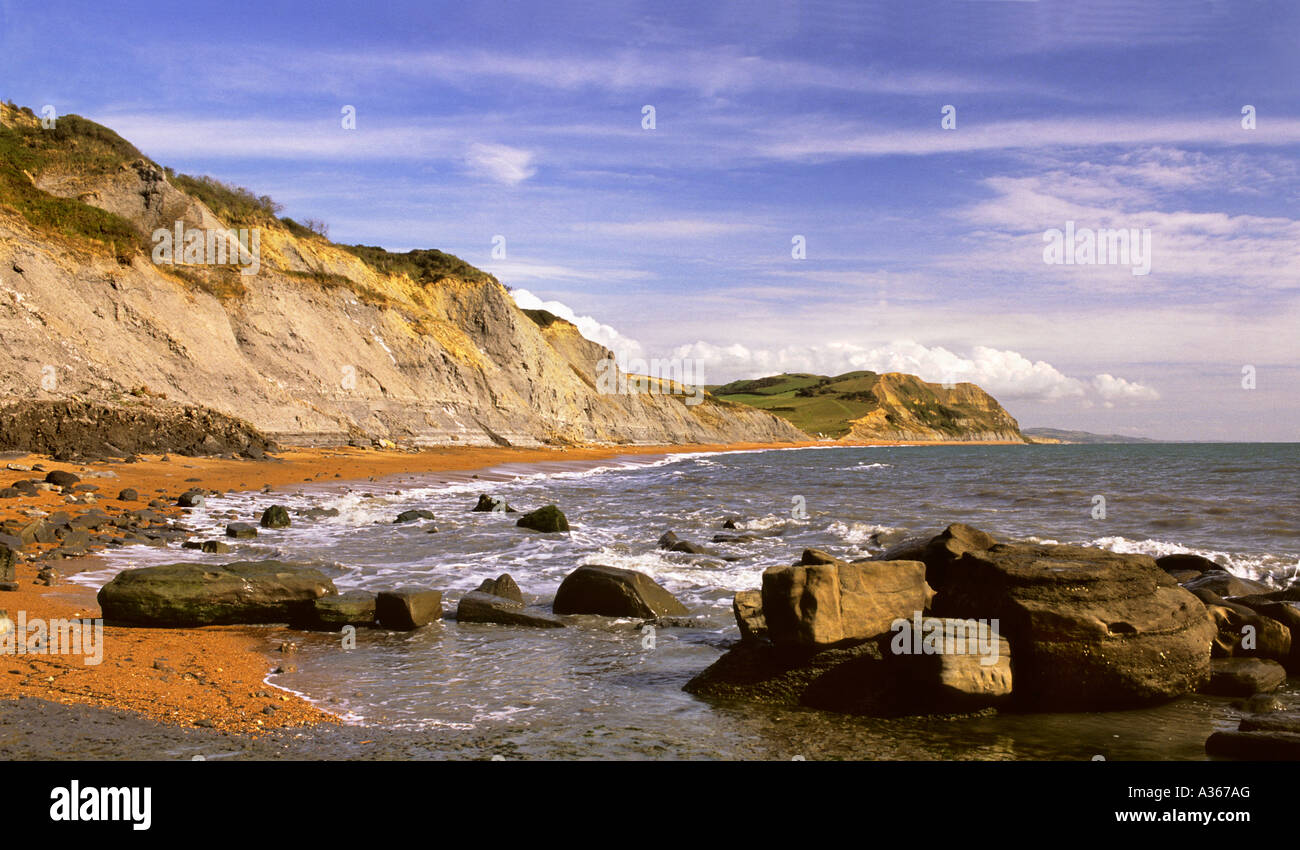 Seatown beach et bay, Dorset en été Banque D'Images