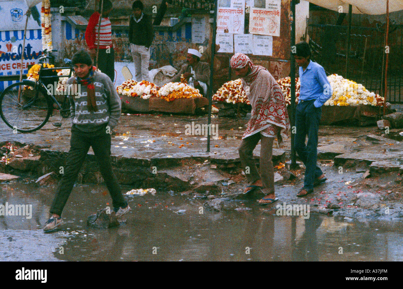 Les inondations de mousson en Inde Jaipur Banque D'Images