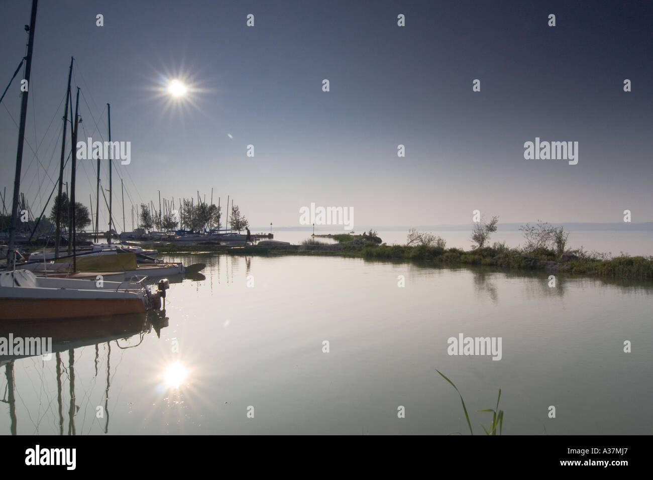 Lac Balaton Siofok, jour, shot, port, à l'eau, bleu,, vue sur lac,,, Banque D'Images