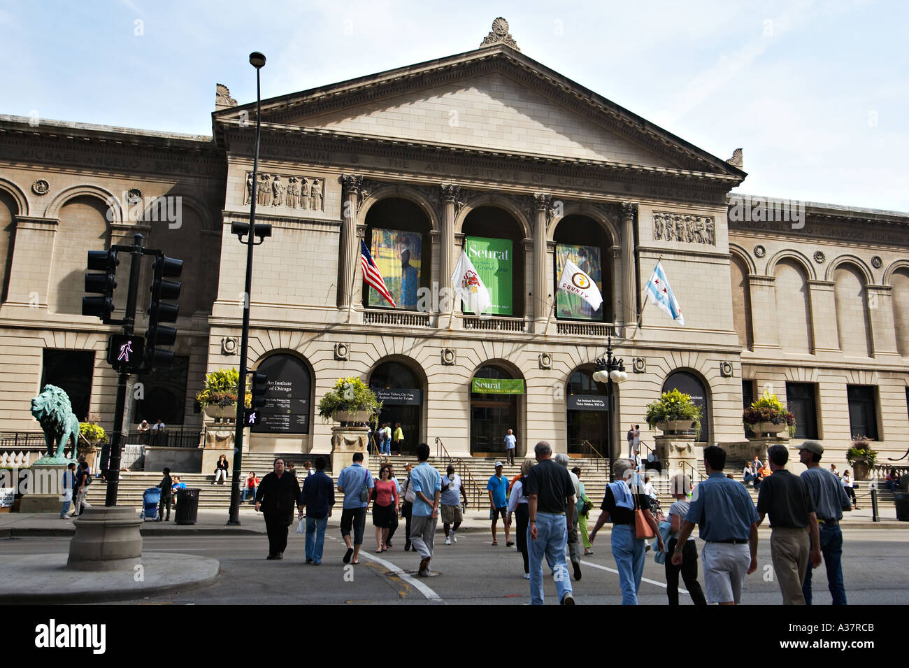 L'ILLINOIS Chicago Art Institute of Chicago Michigan Avenue piétons en concordance Banque D'Images
