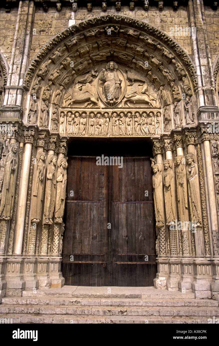 Portail royal, portail royale, la cathédrale de Chartres, cathédrale Notre-Dame de Chartres, Chartres, région centre, France, Europe Banque D'Images