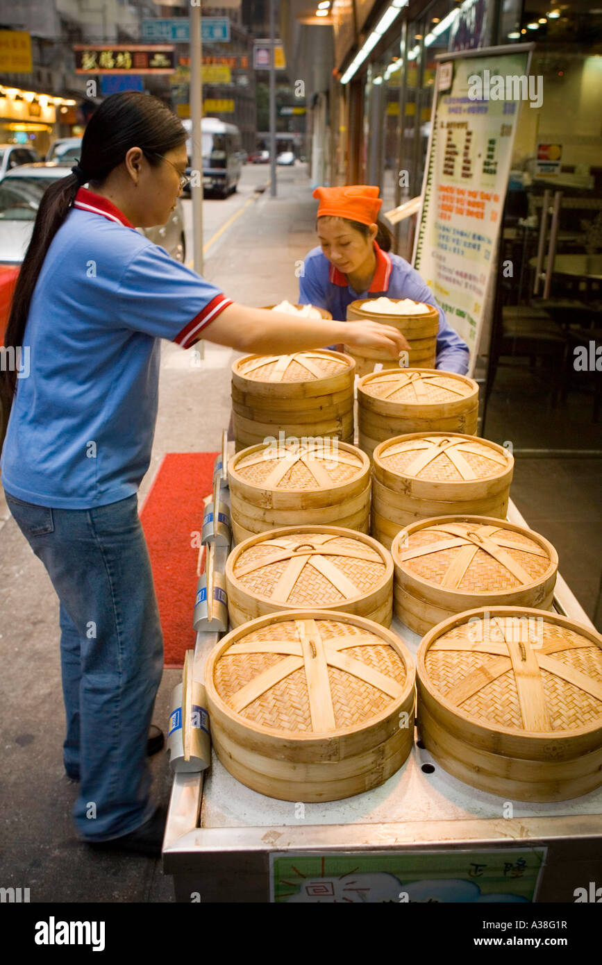 Petits pains cuits à la vapeur, Hong Kong Banque D'Images
