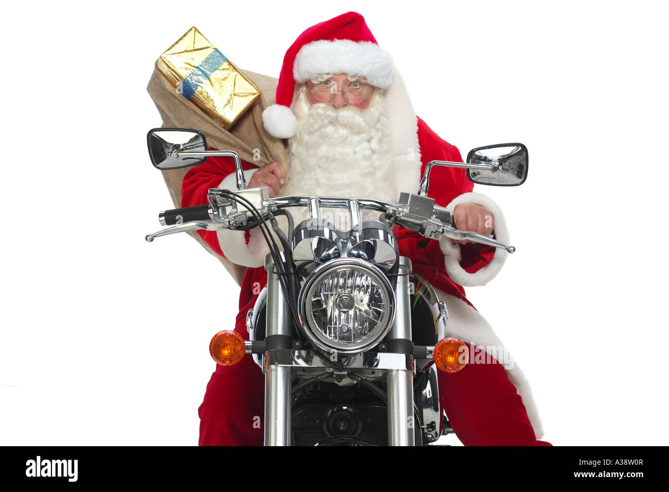 Nikolaus auf einem Motorrad, Santa Claus équitation moto Banque D'Images