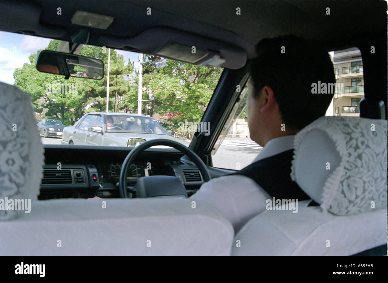 Chauffeur de taxi au Japon Banque D'Images