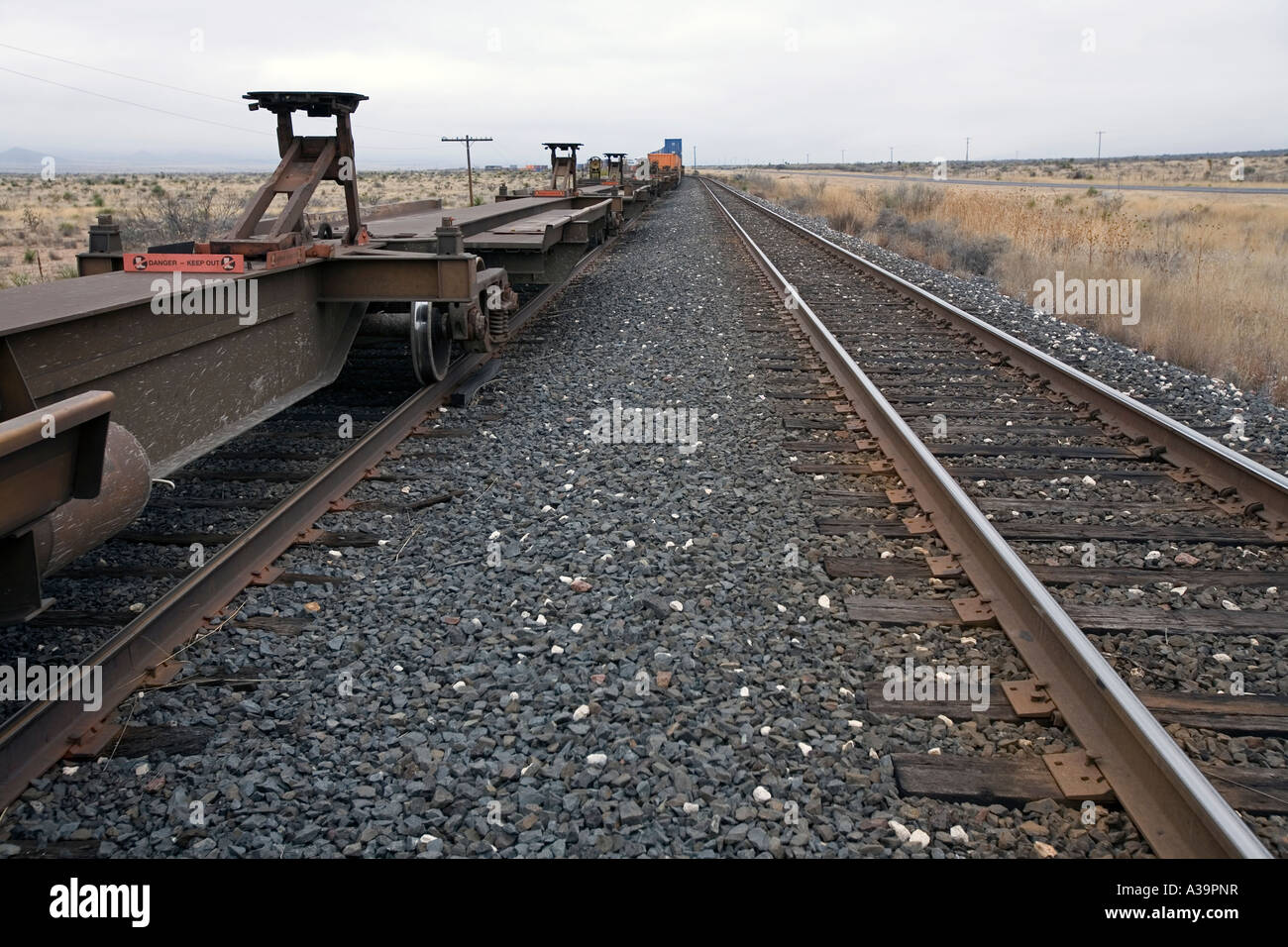 Union Pacific Railway entre Alpine et Marathon dans l'ouest du Texas Banque D'Images