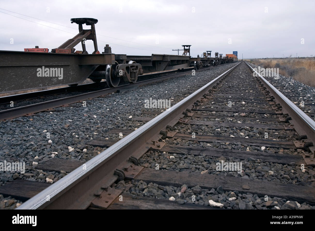Union Pacific Railway entre Alpine et Marathon dans l'ouest du Texas Banque D'Images