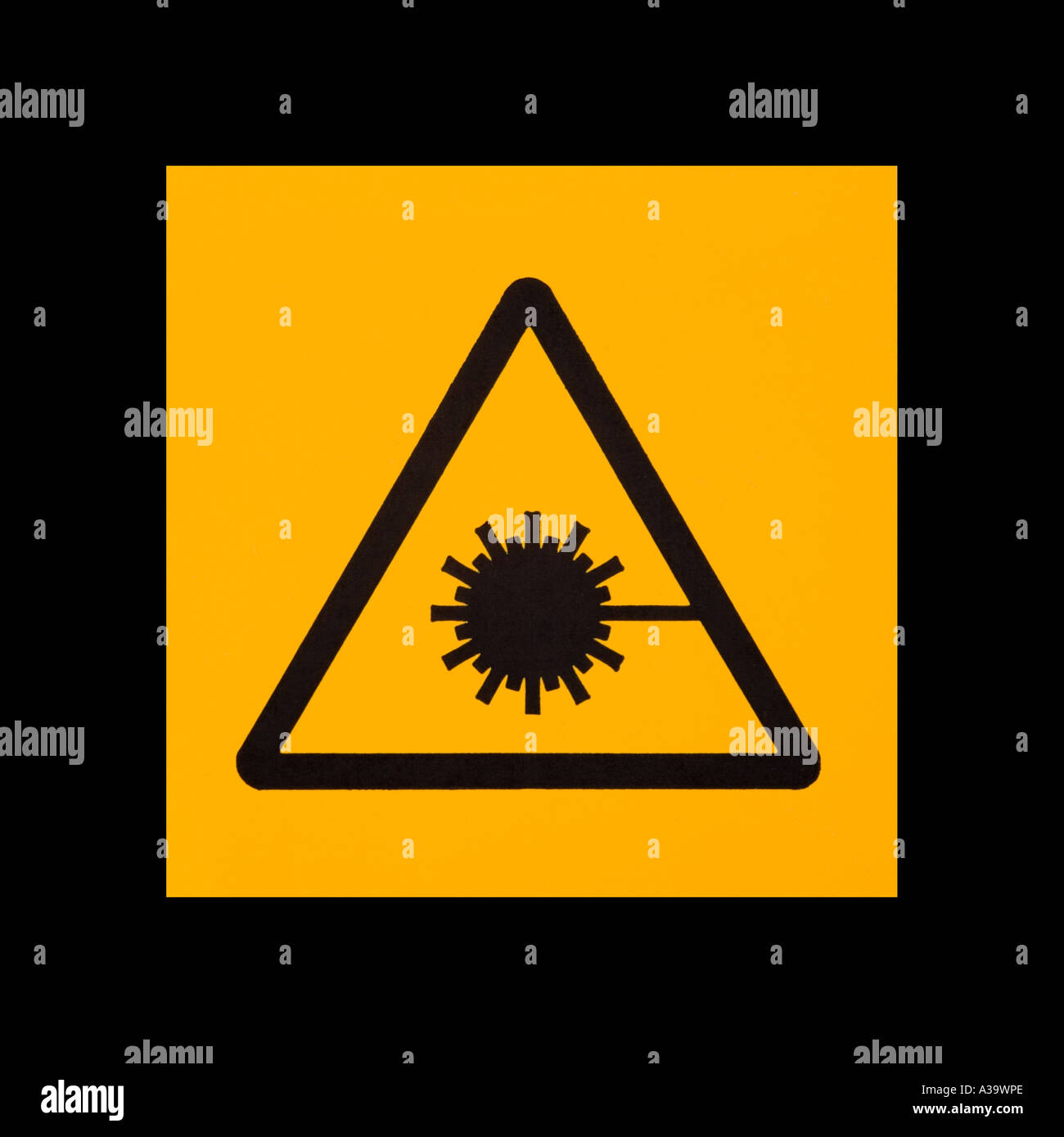 Le rayonnement laser de l'étiquette d'avertissement Banque D'Images