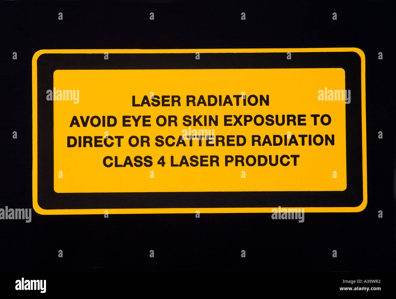 Rayonnement laser classe 4 de l'étiquette d'avertissement Banque D'Images