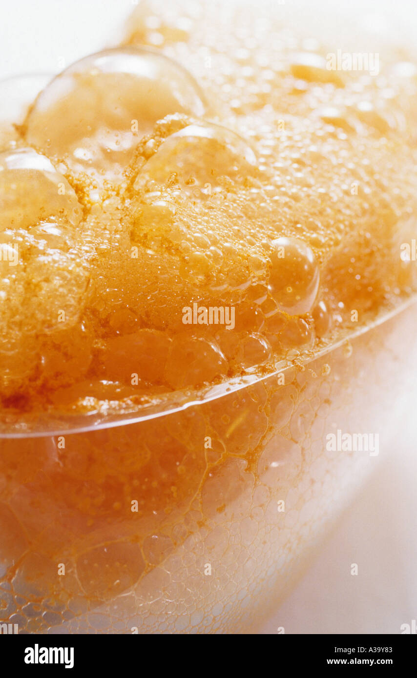 Aire de zanahoria con coco amargo, restaurant étoilé au guide michelin Ferran Adria (El Bulli), Cala Montjoi, roses, costa brava, cataloni Banque D'Images