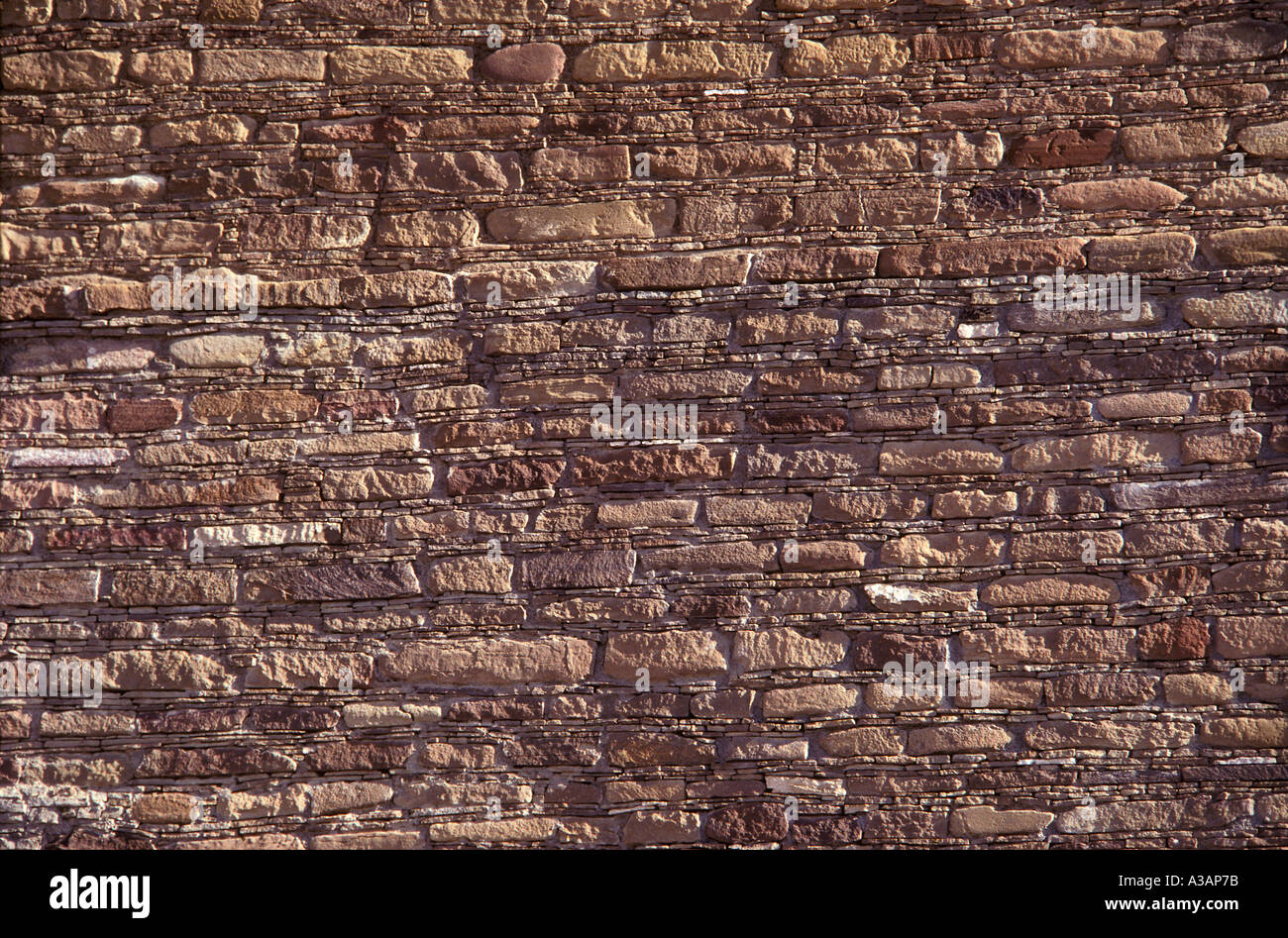 Les murs de maçonnerie, Pueblo Bonito, ruines Indiennes Anasazi de Chaco Canyon, Parc historique national Nouveau Mexique Banque D'Images