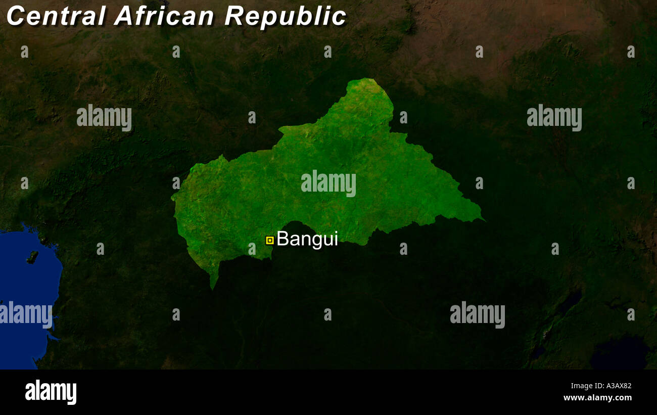 Image satellite de République centrafricaine Bangui a souligné avec Banque D'Images