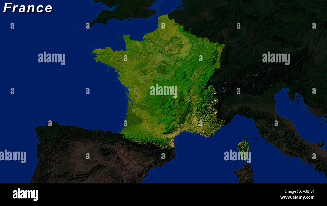 Image satellite de la France a parlé Banque D'Images