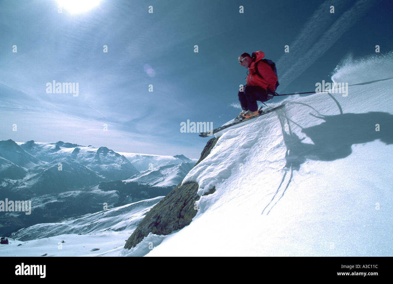 Freeride dans les Alpes Suisses Banque D'Images