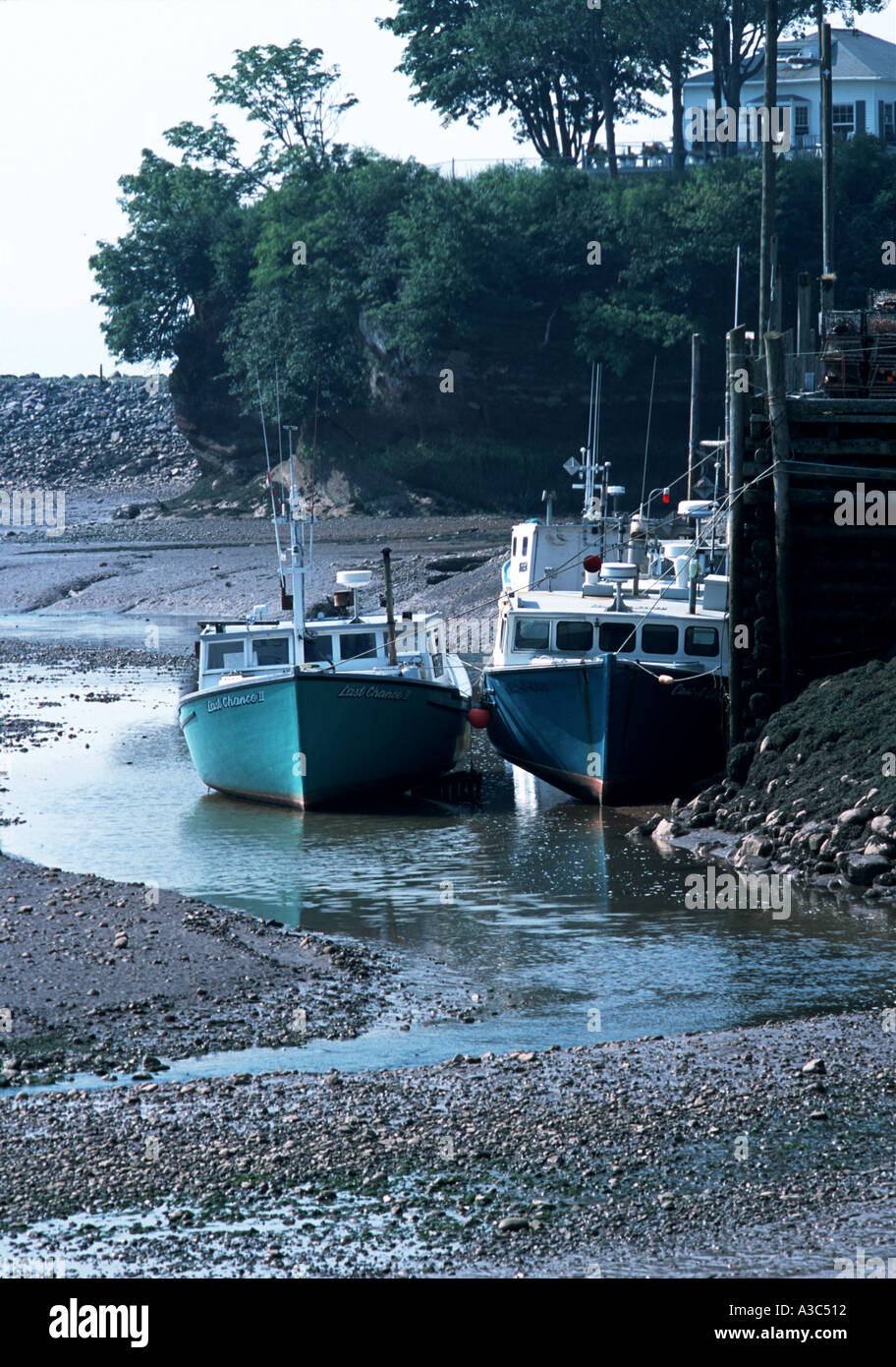 Bateaux de pêche à marée basse sur la baie de Fundy Banque D'Images