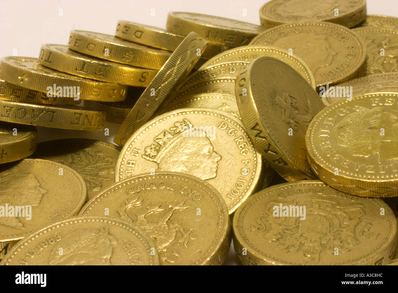 Pile de pièces Livre britannique Banque D'Images