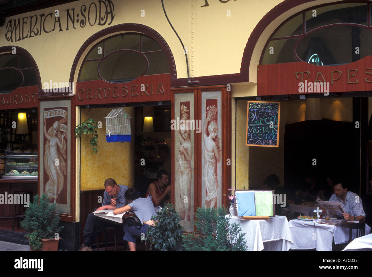 Déco Café à Las Ramblas de Barcelone, Espagne Banque D'Images
