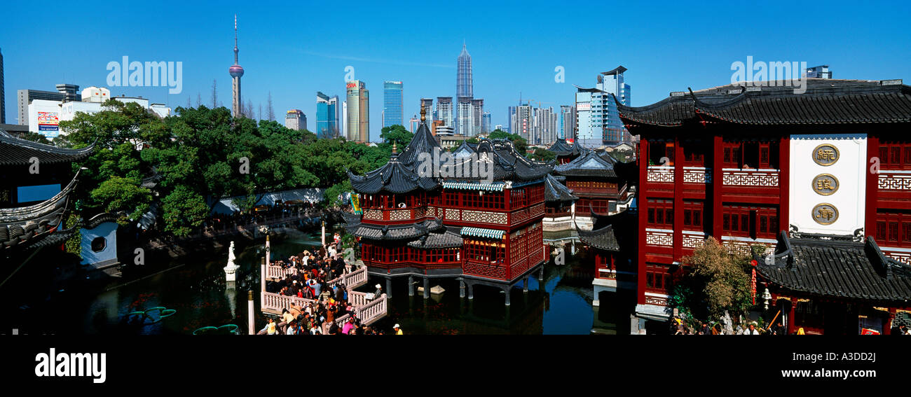 Jardin de Yu Yuan et Zig Zag Bridge Shanghai Chine Banque D'Images