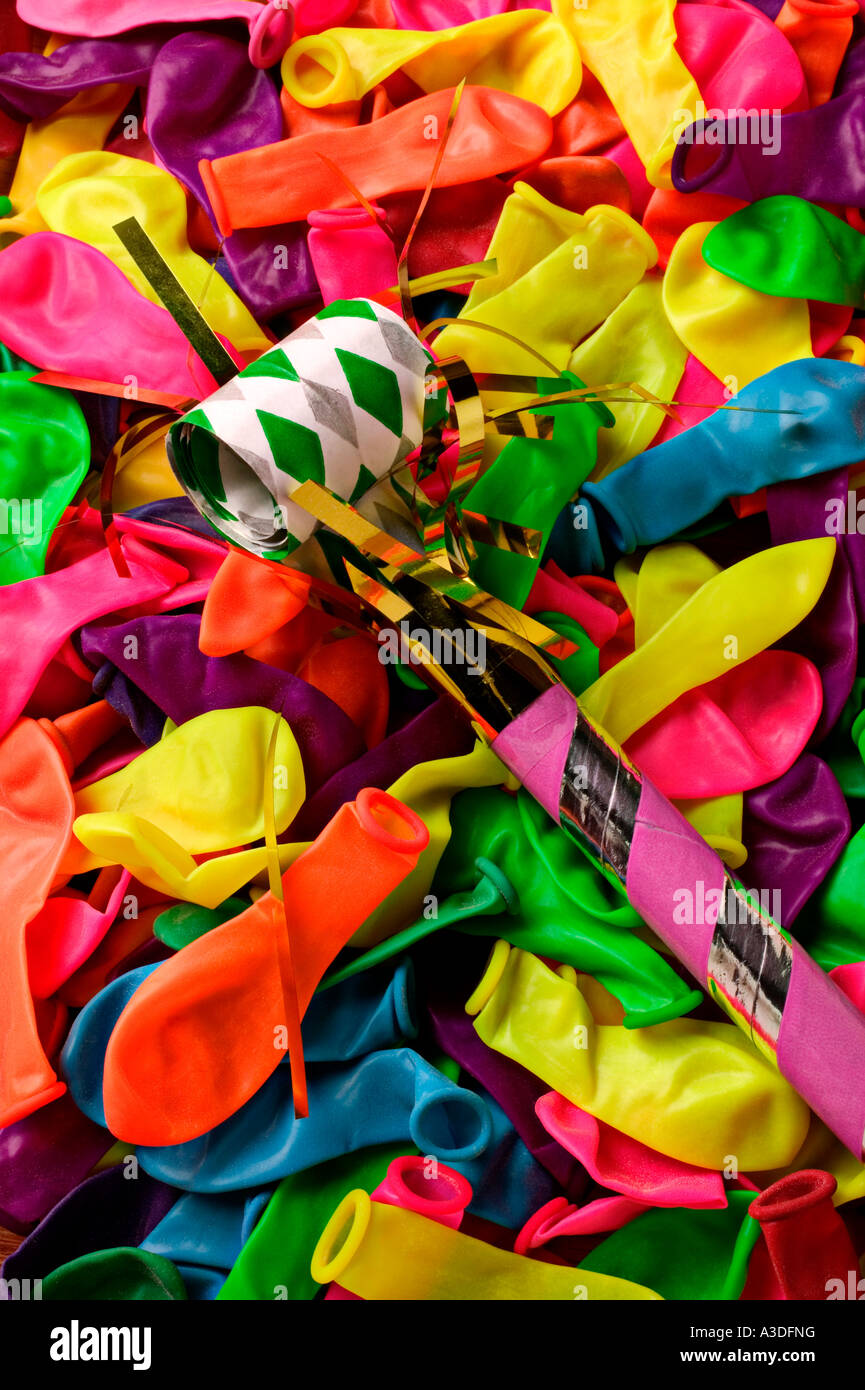 Partie de jouets et de ballons colorés Banque D'Images